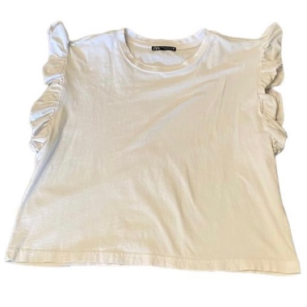 Zara White Flutter Sleeve Tank Top. Size M. Excellent Conditions.